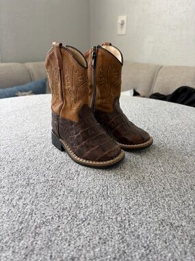 Old West Kids Two-Tone Brown Cowboy Boots